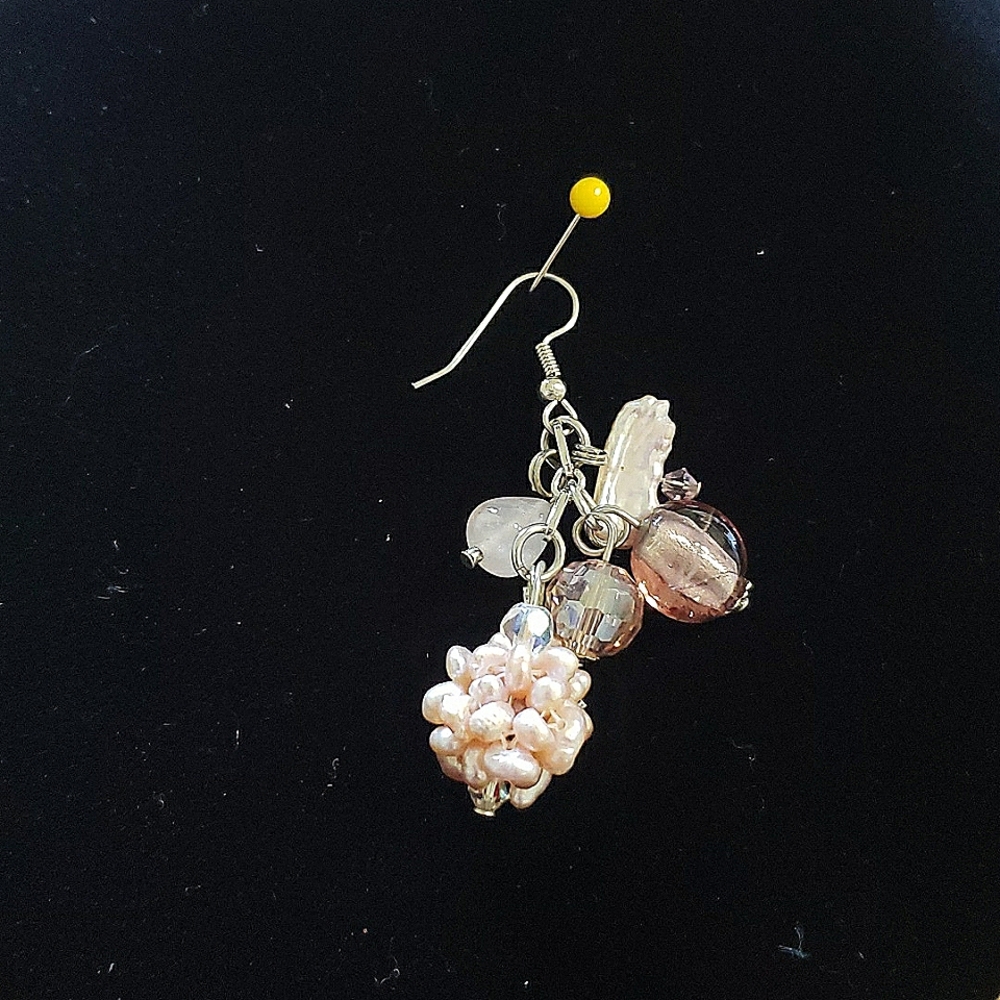 2" Rose & Violet Pearl Drop Earrings!
